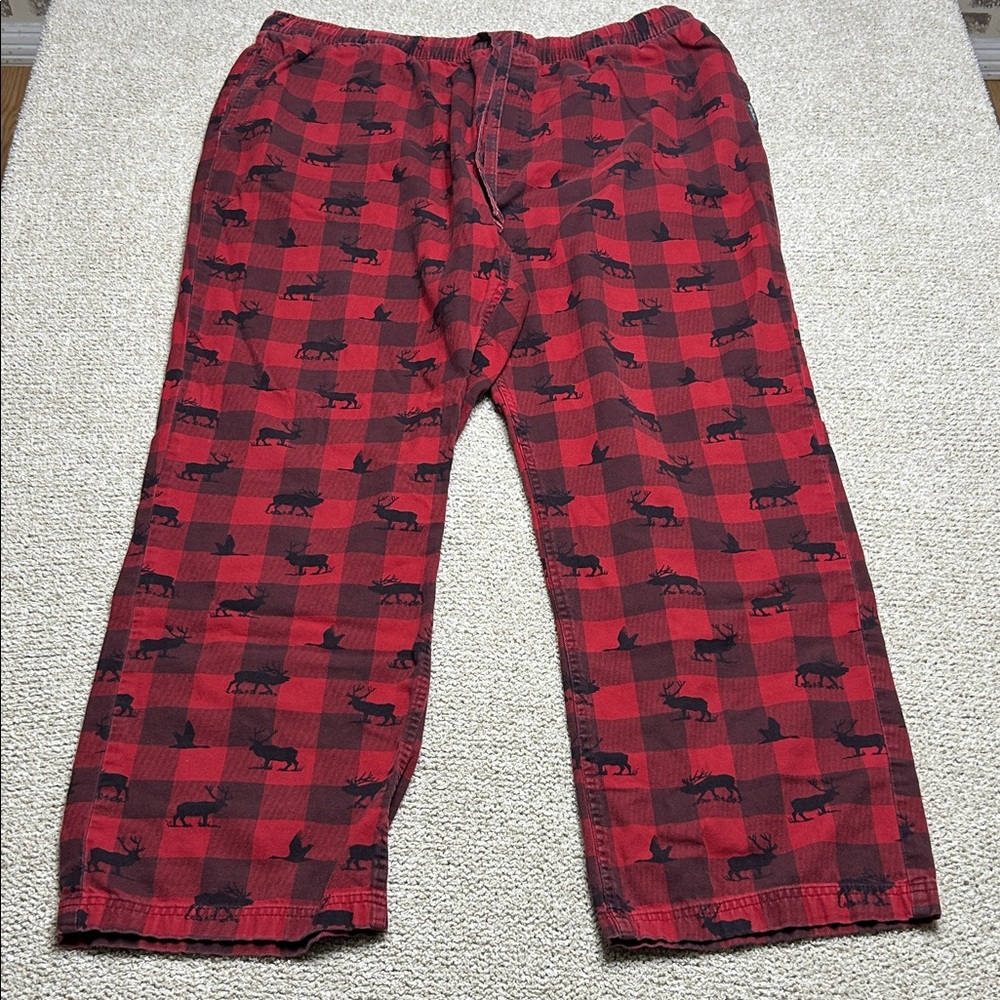 Eddie Bauer Red Plaid Pajama Pants with Moose Pattern Size TXL